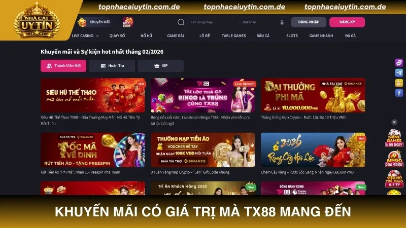 Điểm qua các khuyến mãi có giá trị tại nhà cái TX88