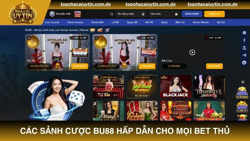 Khám phá các sảnh cược BU88 hấp dẫn cho mọi bet thủ