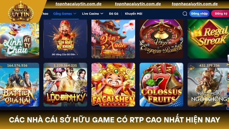 Các nhà cái sở hữu game có RTP cao nhất hiện nay